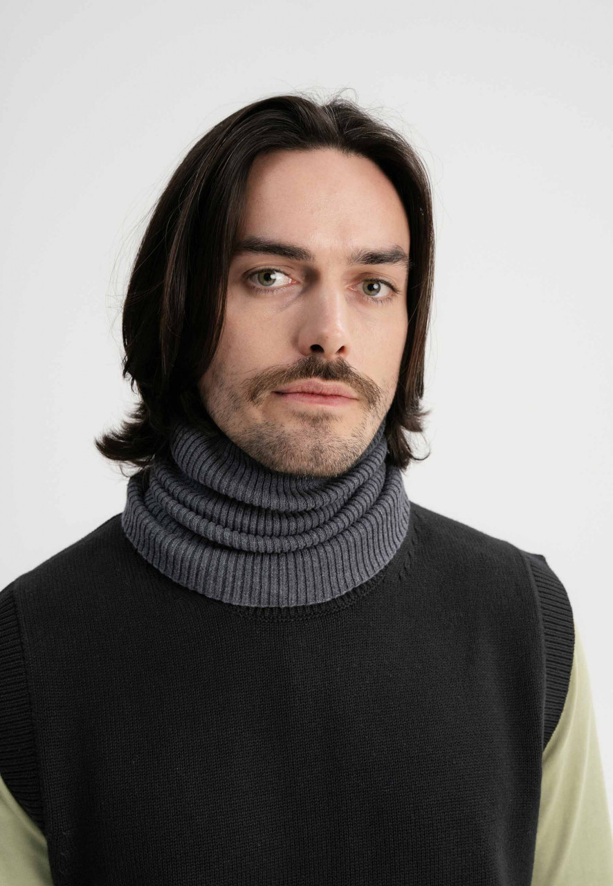 MELA DAIVI Schlauchschal Anthrazit Grau Rippstrick Loop