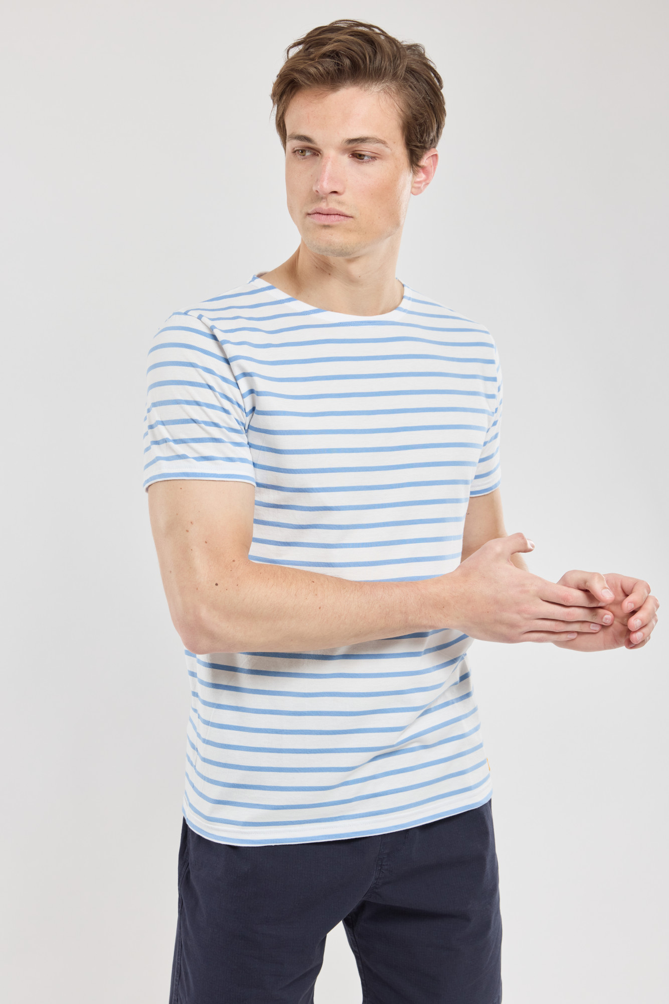 Armor Lux Mariniere Herren T-Shirt Creme Weiß Blau Streifenshirt Heritage