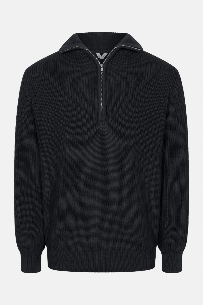 MELA Rippstrick Troyer UDAI Pullover Black Schwarz Baumwolle Nachhaltig