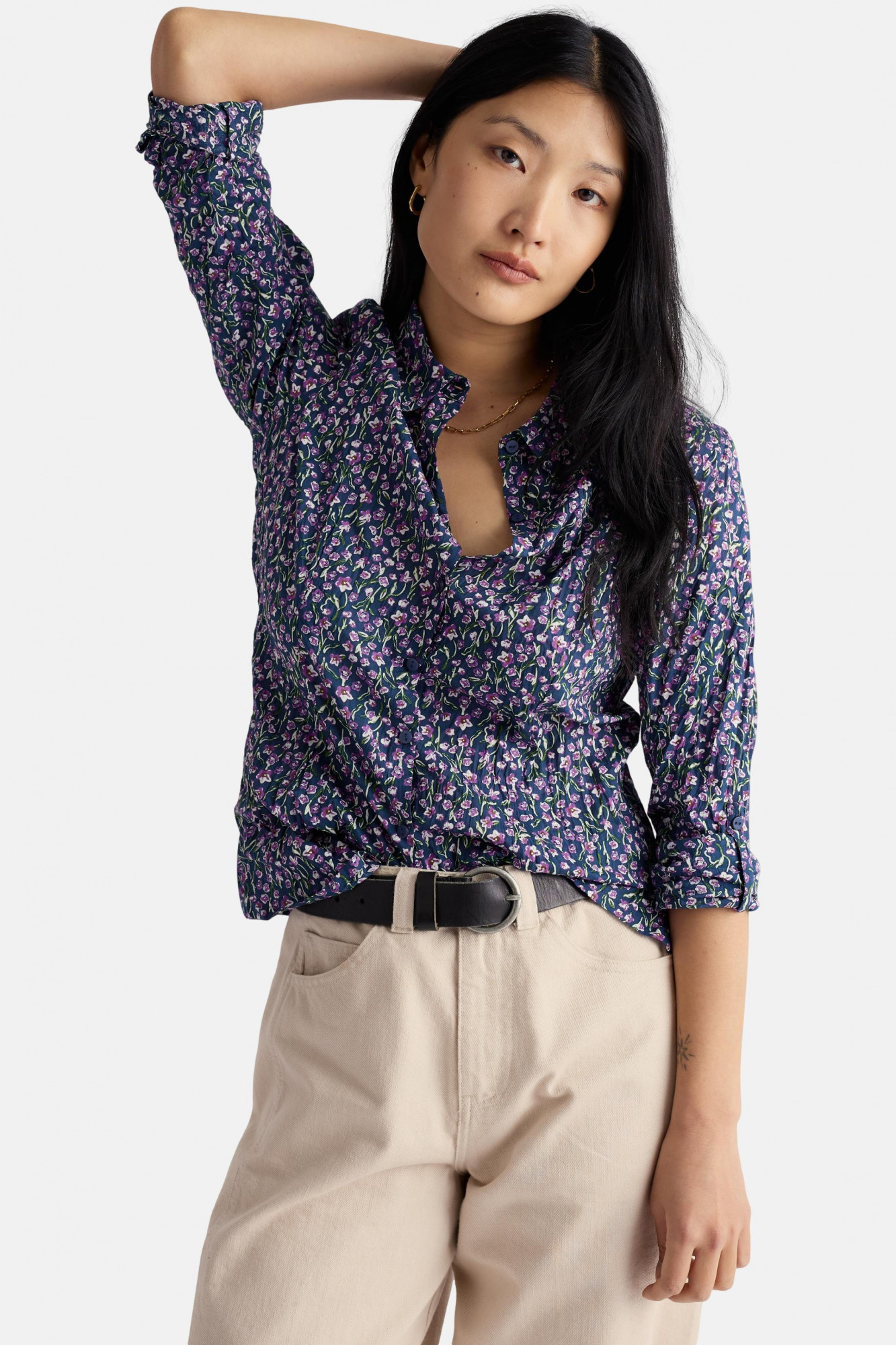 Seasalt Bluse Larissa Damen Blau Lila Blumen Flower