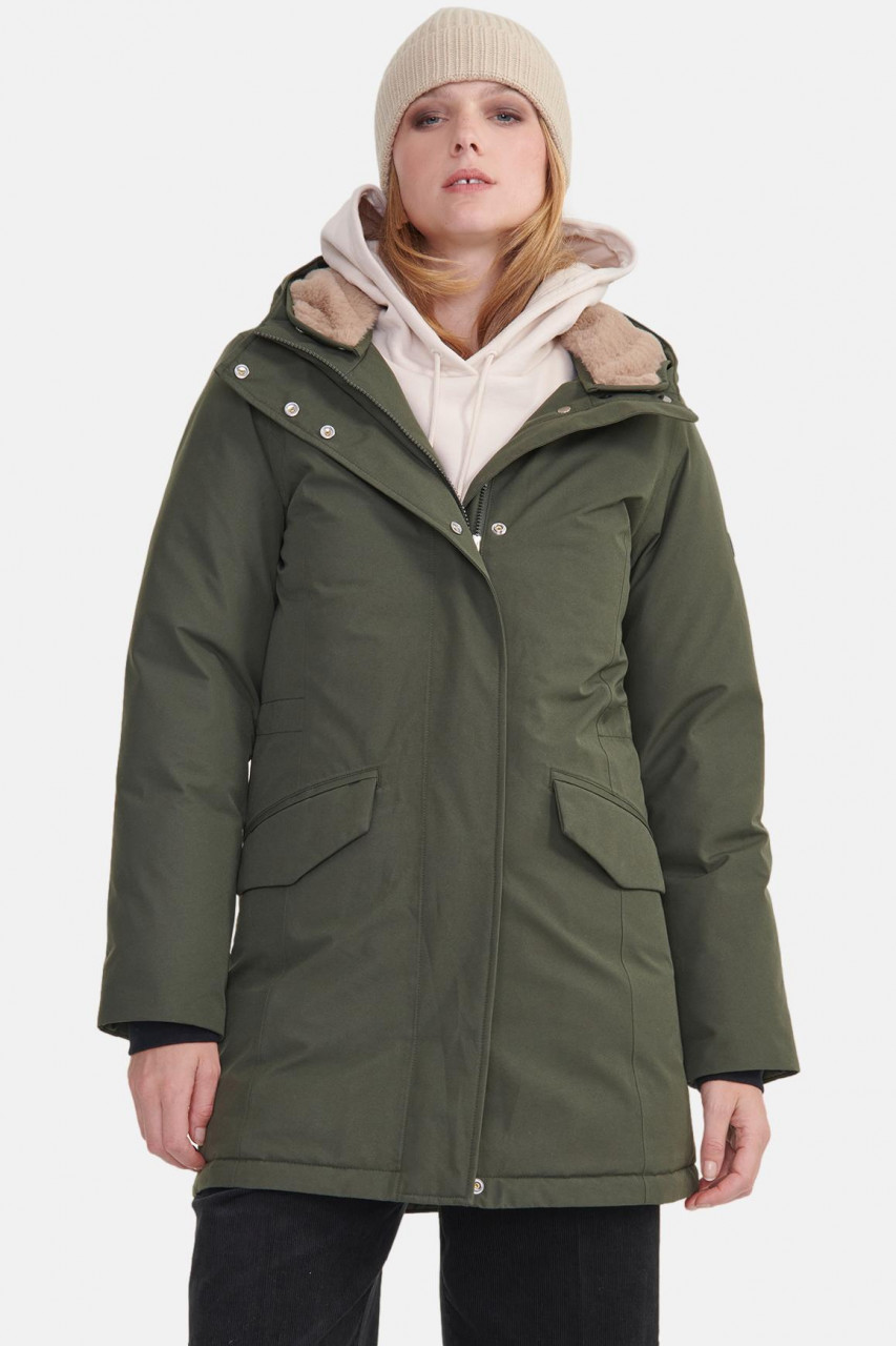 Aigle Winterjacke Damen Oliv Grün Regenjacke Parka Daunenjacke