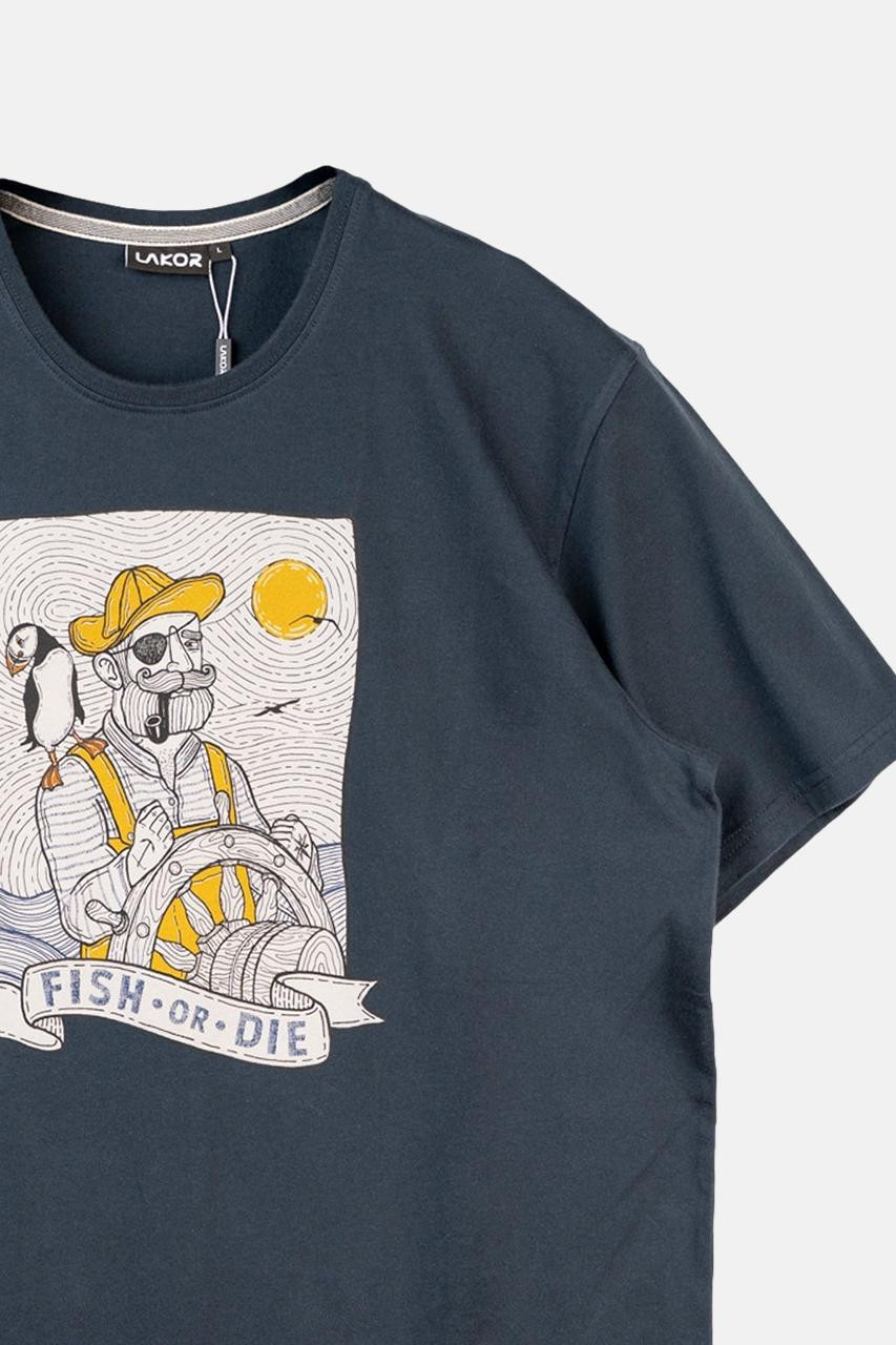 LAKOR T-Shirt Seaparrot Herren Dunkelblau Kapitän Fischer