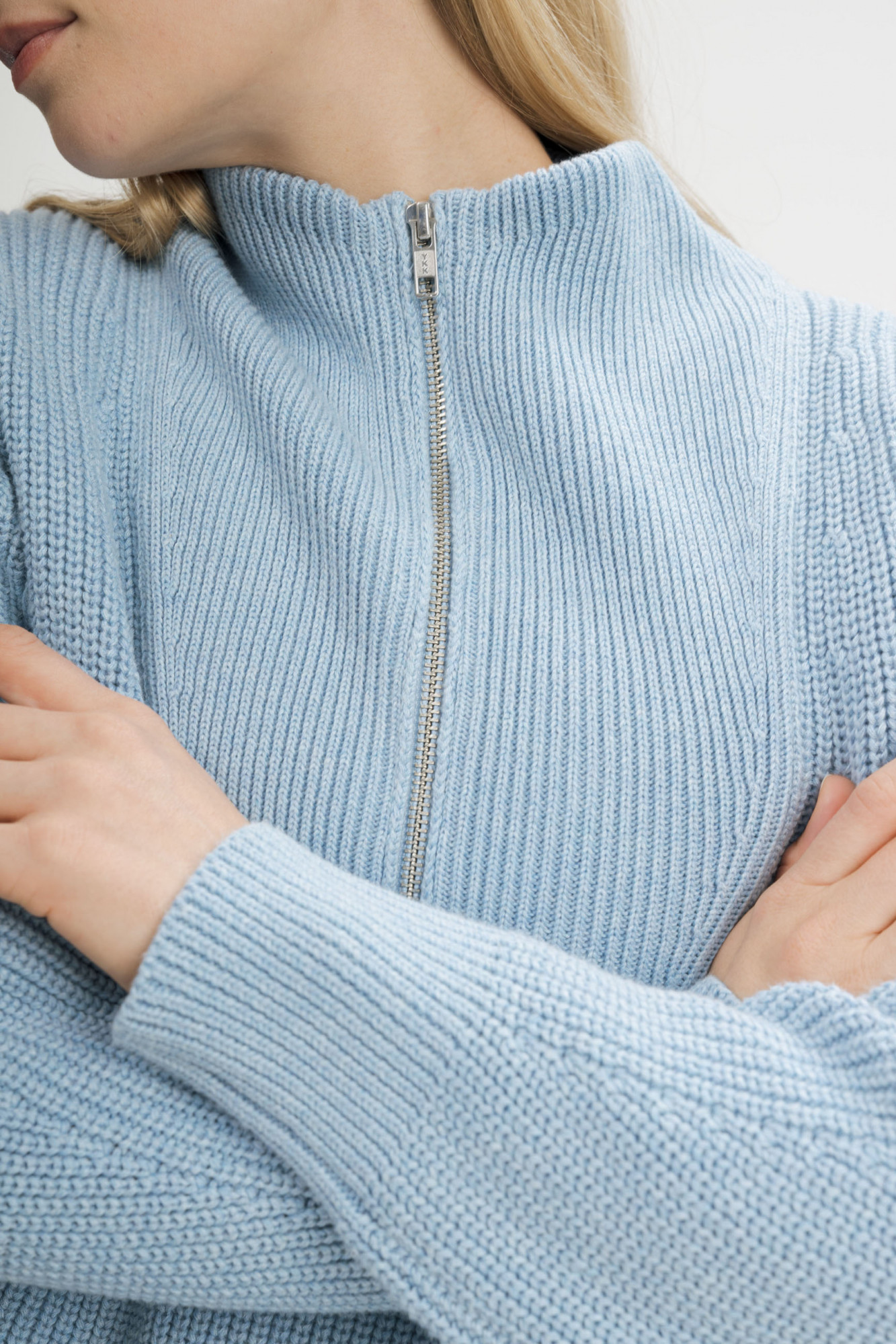 MELA Troyer KIMAYA Damen Hellblau Pullover Baumwolle GOTS Organic