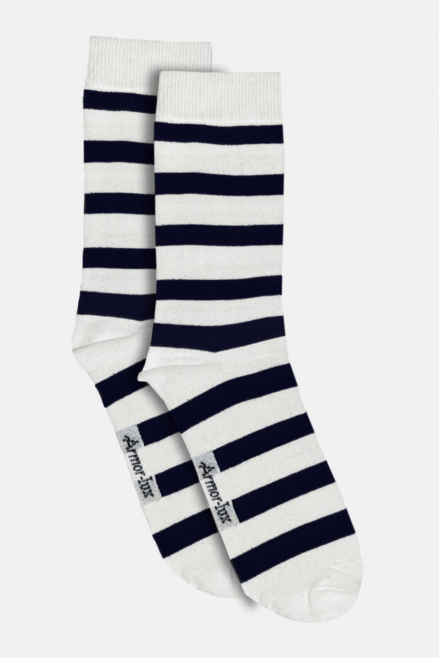 Socken Chaussettes Nona Weiß Blau Gestreift für Damen von Armor Lux