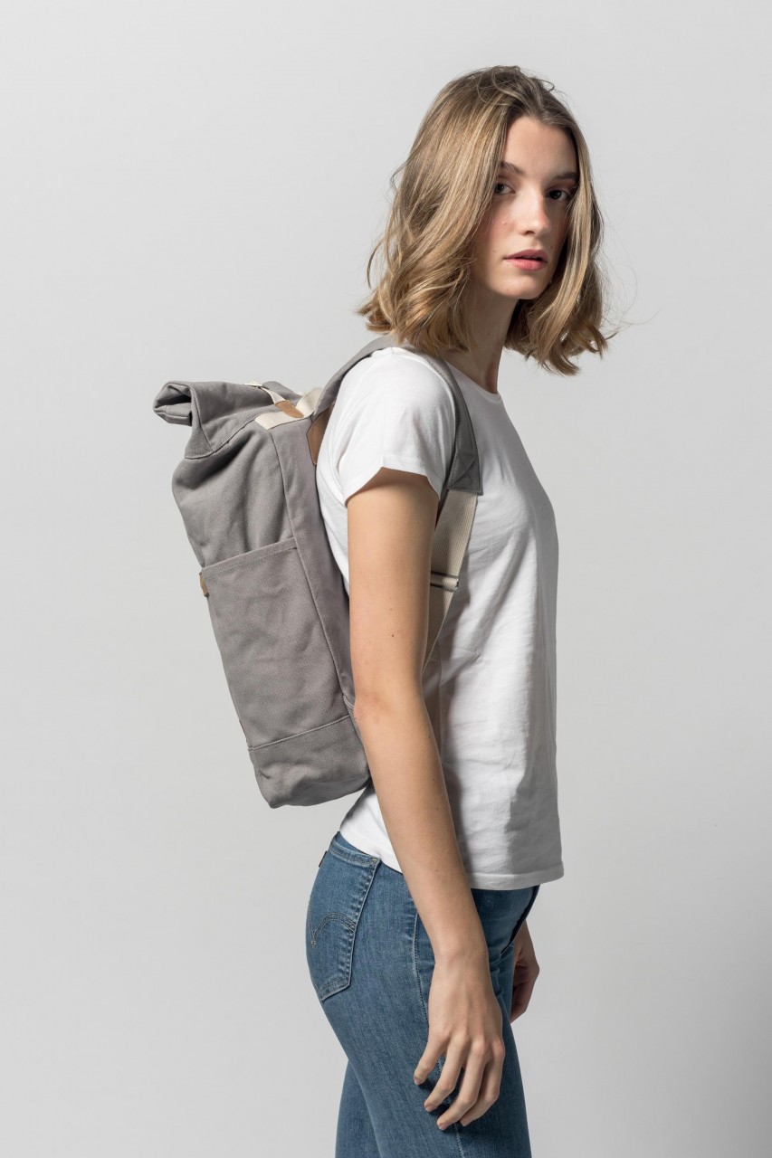 MELA Rucksack Ansvar I Grau Baumwolle Fairtrade Bio