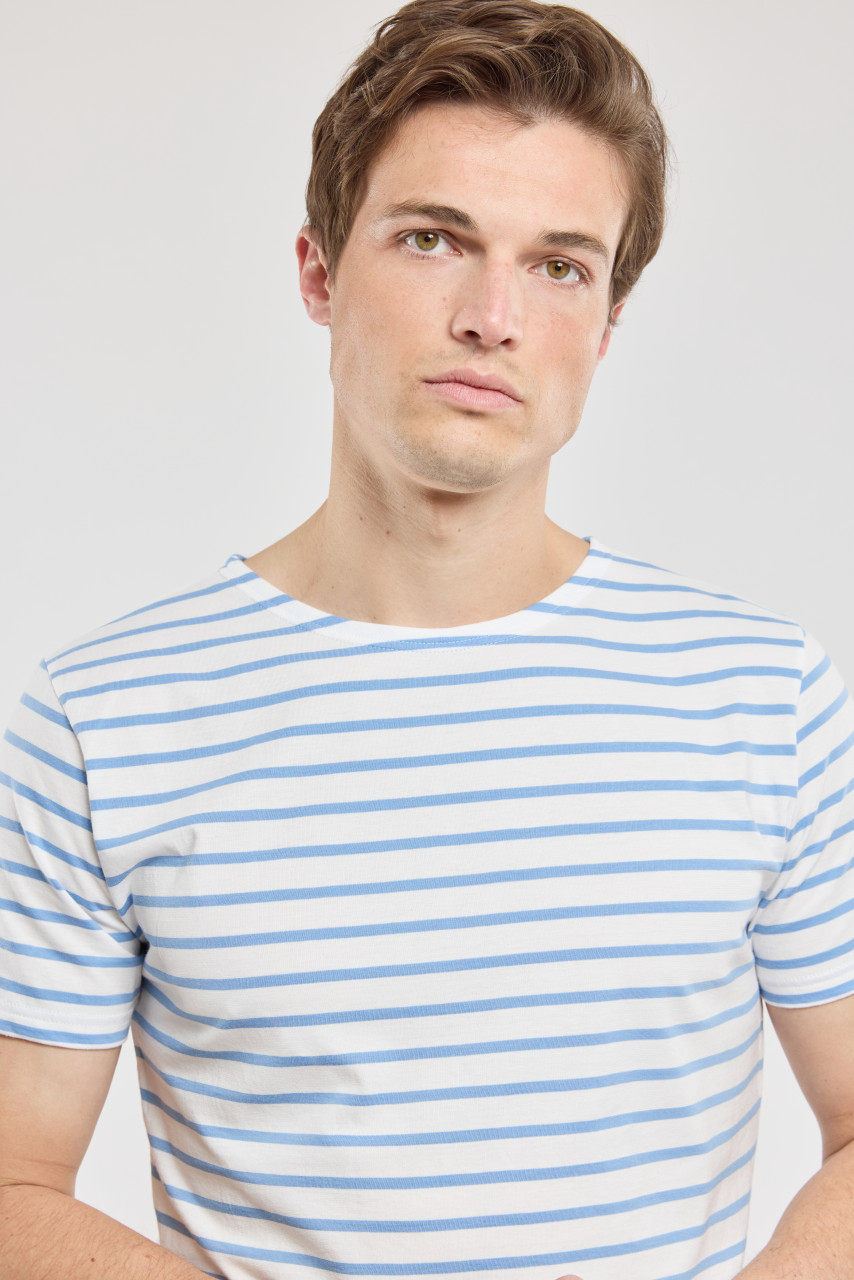 Armor Lux Mariniere Herren T-Shirt Creme Weiß Blau Streifenshirt Heritage