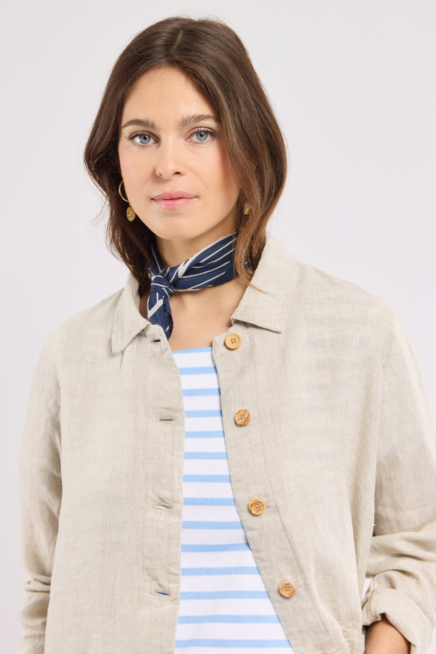 Armor Lux Übergangsjacke Damen Beige Overshirt Fischerjacke Leinen