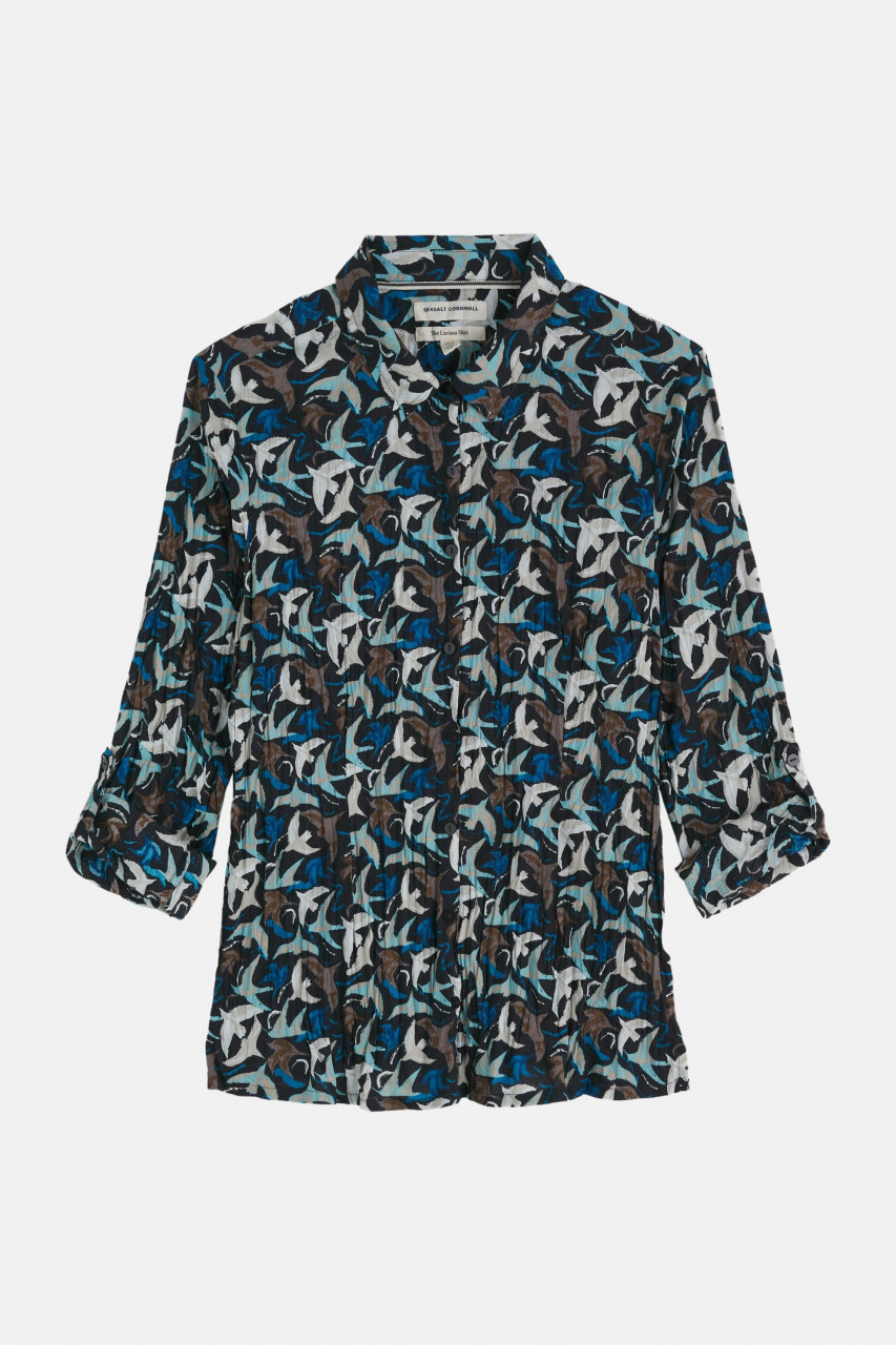 Seasalt Bluse Larissa Damen Blau Beige Vogel Swooping Birds
