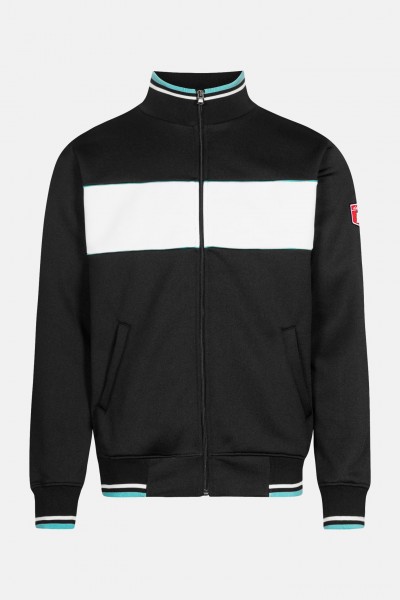 Derbe Herren Sweatjacke Trainer Trey Schwarz Weiß Moin Trainingsjacke TRAININGSJACKE SWEATSHIRTJACKE für Herren
