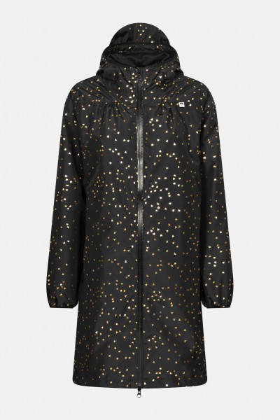 Danefae Danehelen Damen Regemantel Black Gold Confetti Schwarz Herzen