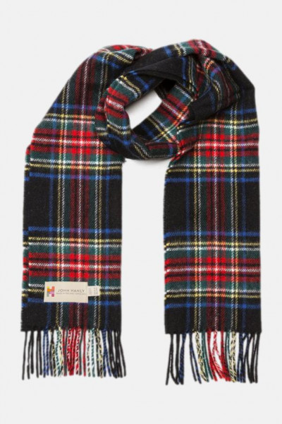 John Hanly Schal Irish Lambswool Blau Rot Grün Kariert Tartan