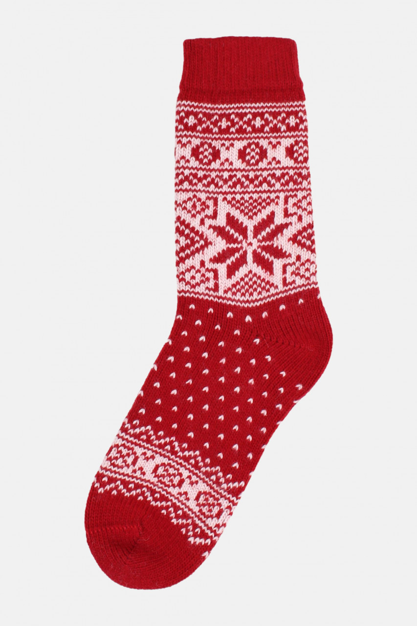 Danefae Danestay Warm Damen Stricksocken Rot Weiß Wollsocken
