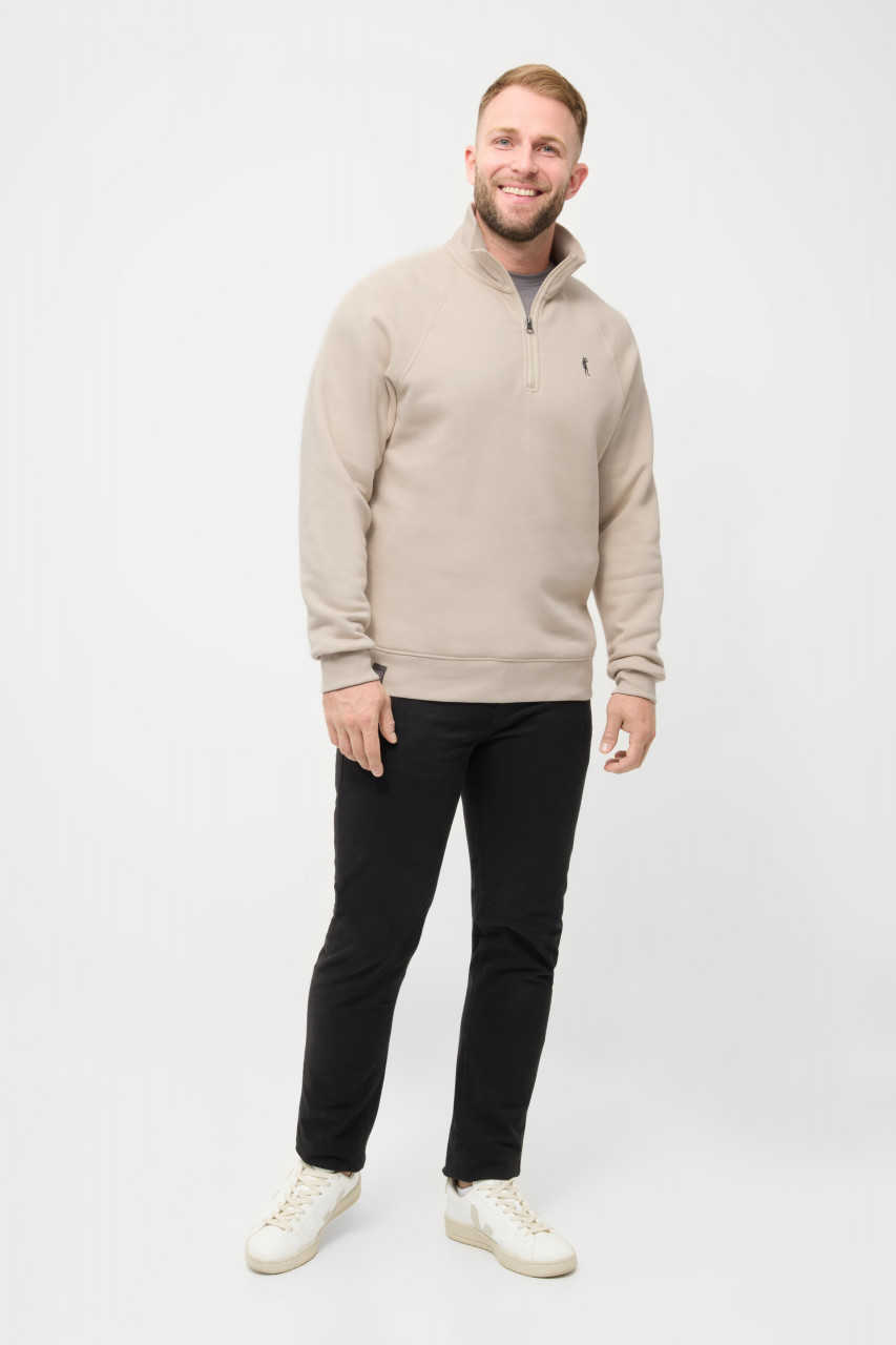 Derbe Halfzip Basic Kippes Herren Beige Sweatshirt GOTS