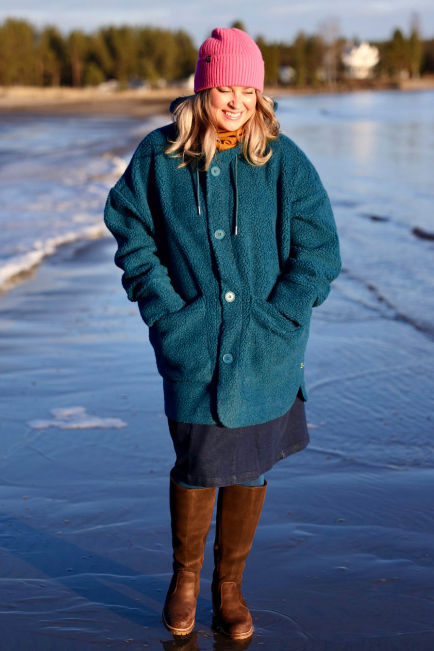 Danefae Fleecejacke Danewillow Damen Petrol Türkis Teddy Kapuze