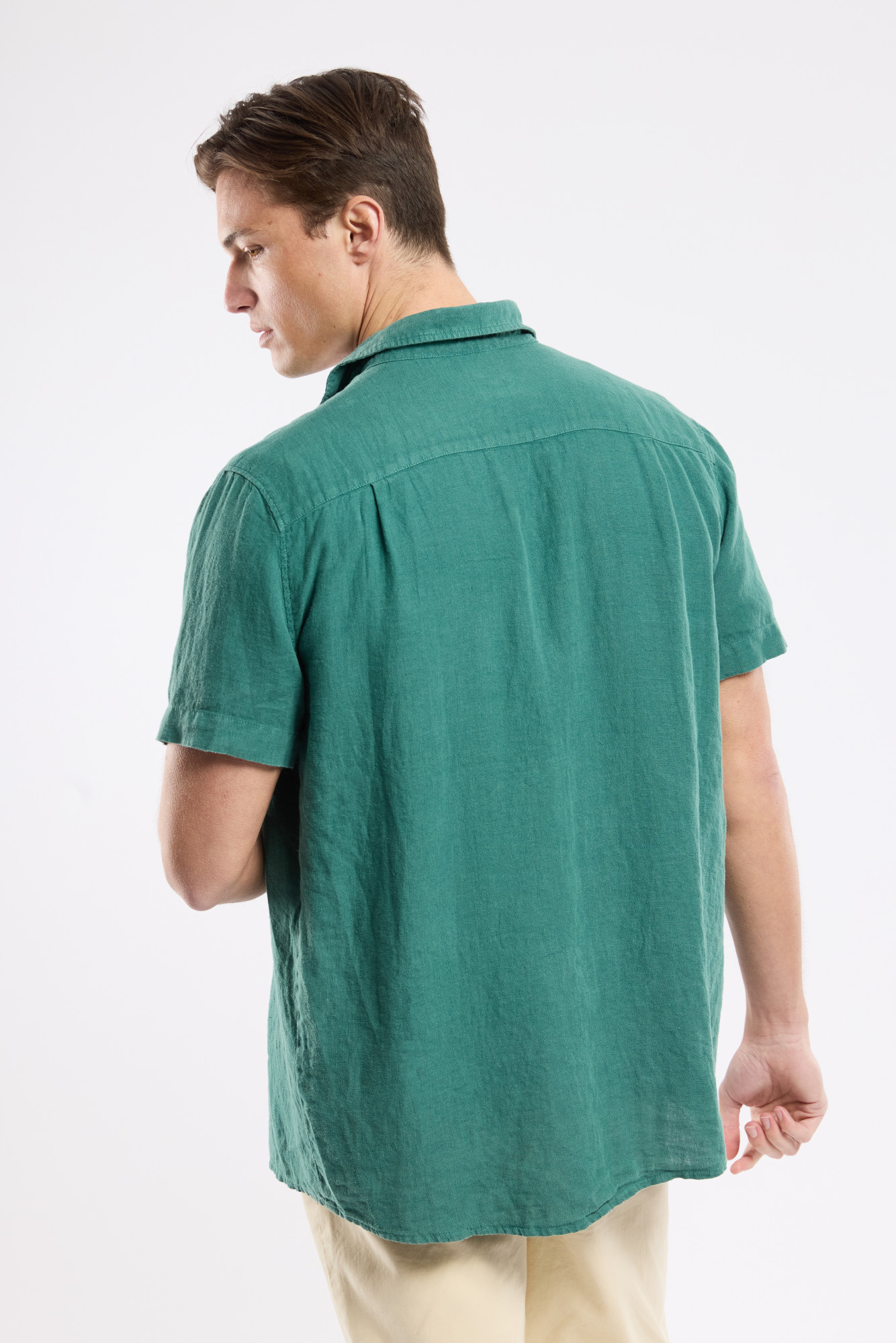 Armor Lux Kurzarm Hemd Herren Grün Comfort