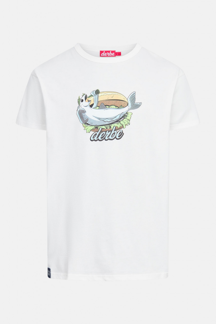 Derbe T-Shirt Fishking Herren Weiß Fischbrötchen