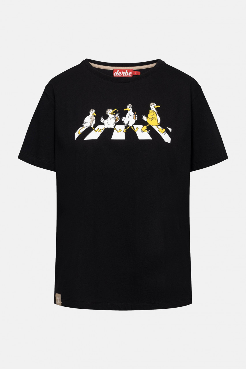 Derbe T-Shirt Abbeymöwen Damen Schwarz GOTS Organic