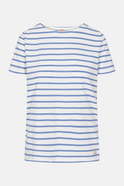Armor Lux Damen T-Shirt Gestreift Weiß Blau Orizzonte Mariniere Hoedic