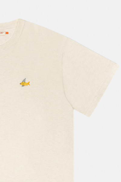 RVLT Herren T-Shirt Weiß Goldfisch Hai