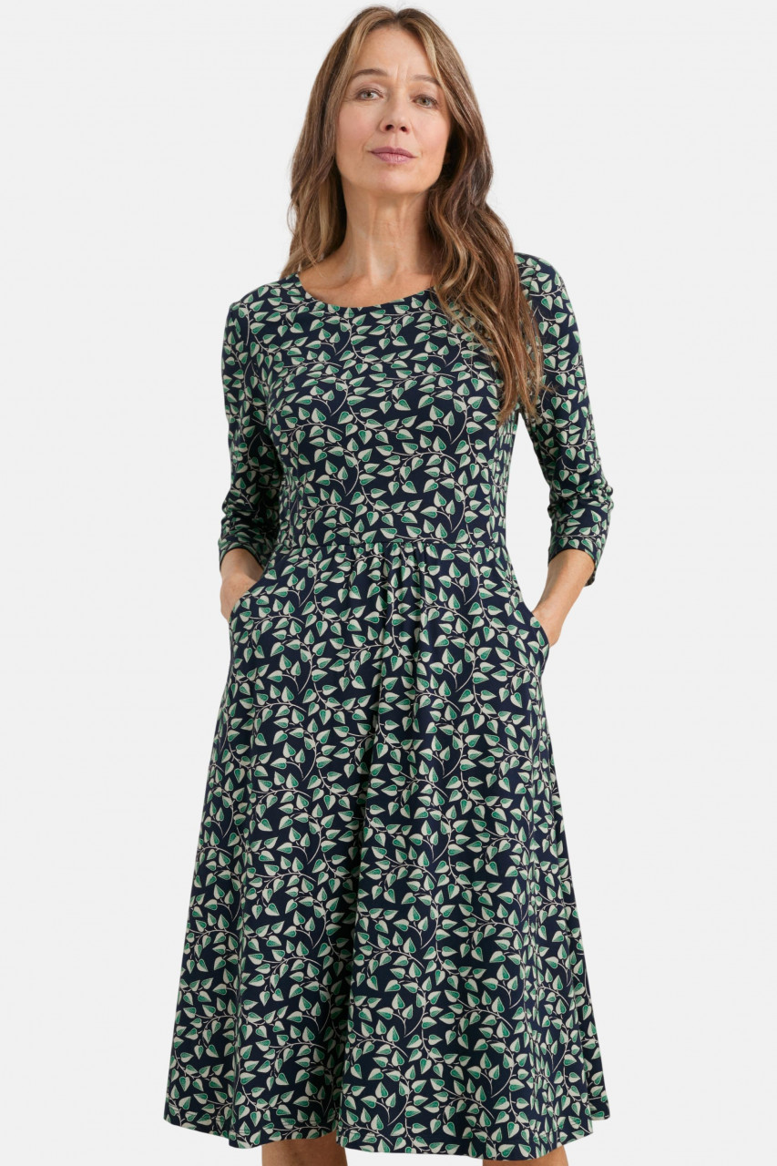 Seasalt Cornwall April Damen Kleid Blau Grün Blätter Floral