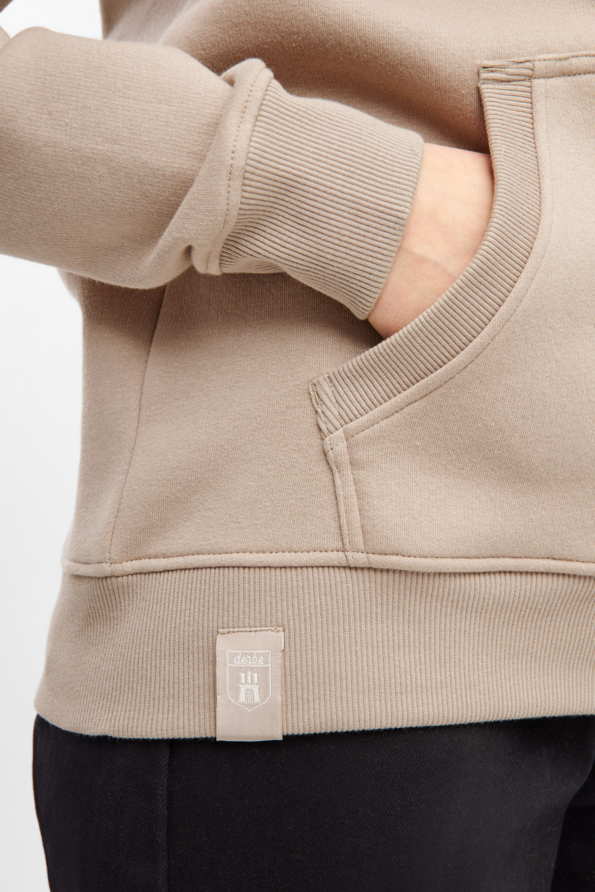 Derbe Hoodie Sturmmöwin Mono Damen Beige Kapuzenpullover GOTS