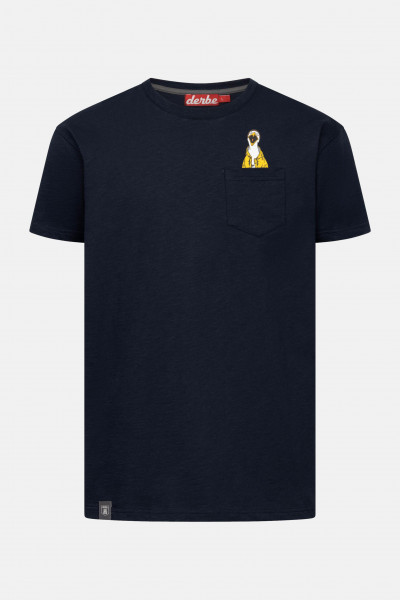 Derbe T-Shirt Schreimöwe Pocket Herren Blau GOTS Organic