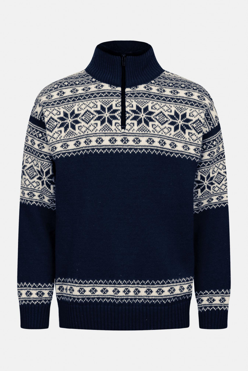 Bratens Norweger Pullover Blau Weiß Snøstjerne Schneeflocke Troyer