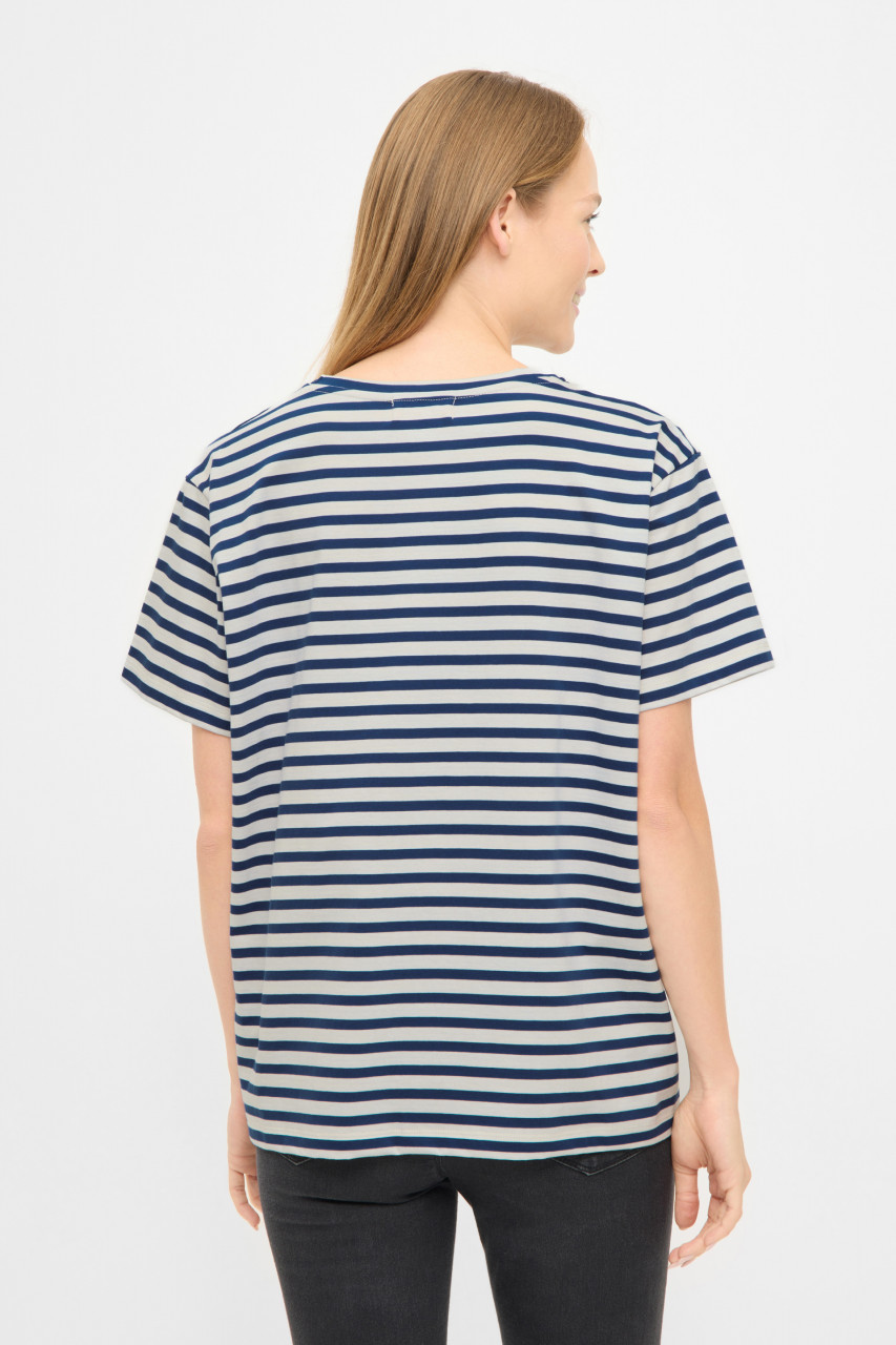 Derbe T-Shirt Ankersmile Damen Blau Weiß Streifenshirt GOTS Organic