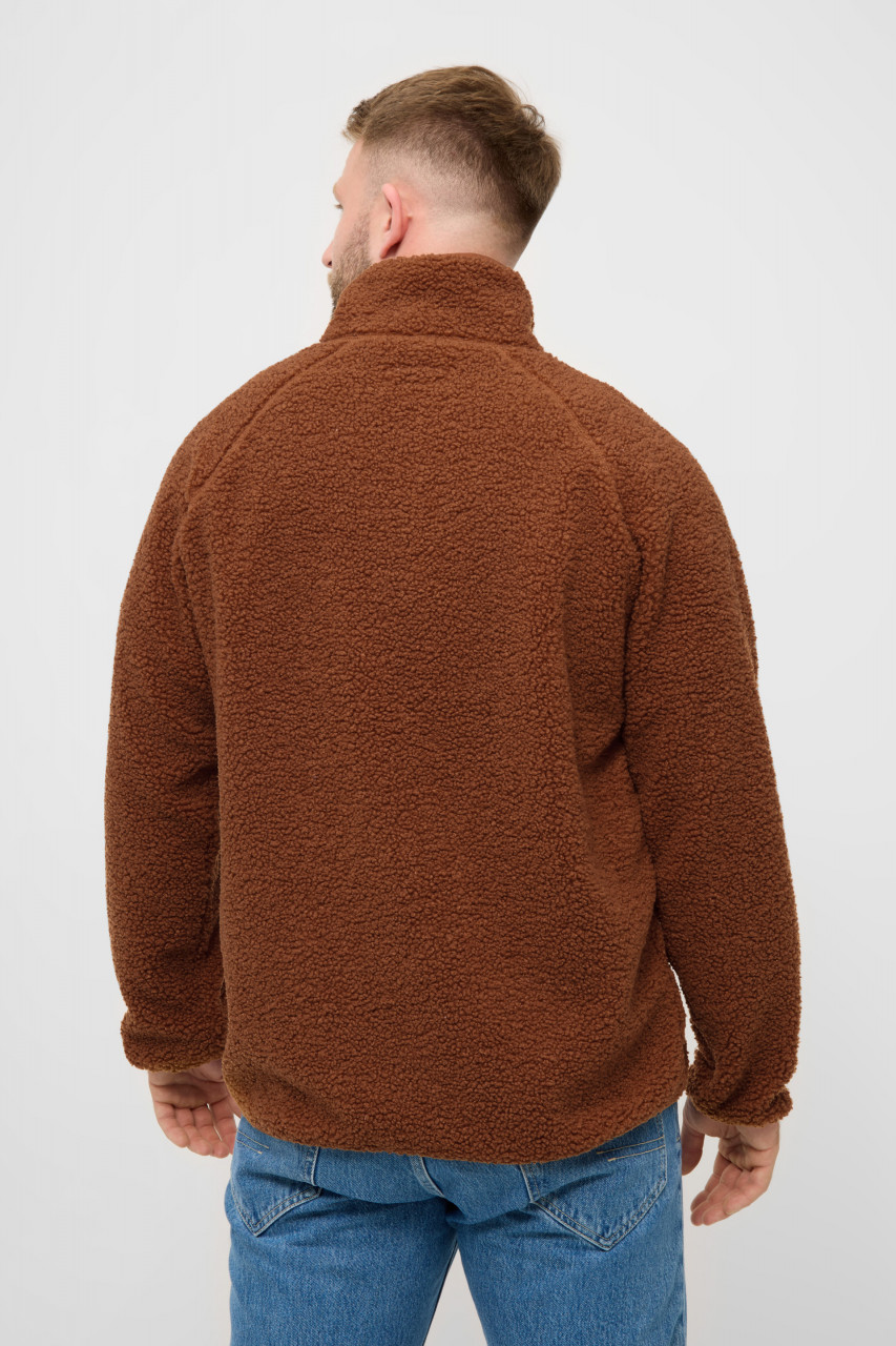 Derbe Herren Fleecejacke Kuschelby Pocket Braun Teddy