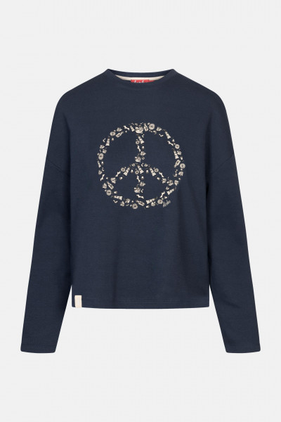 Derbe Peace Damen Longsleeve Pullover Navy Dunkelblau Weiß Nachhaltig Derbe Peace Damen Longsleeve Pullover Navy Dunkelblau Weiß Nachhaltig
